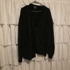 Steady Hands Black Button-Front Chunky Grandpa Cardigan